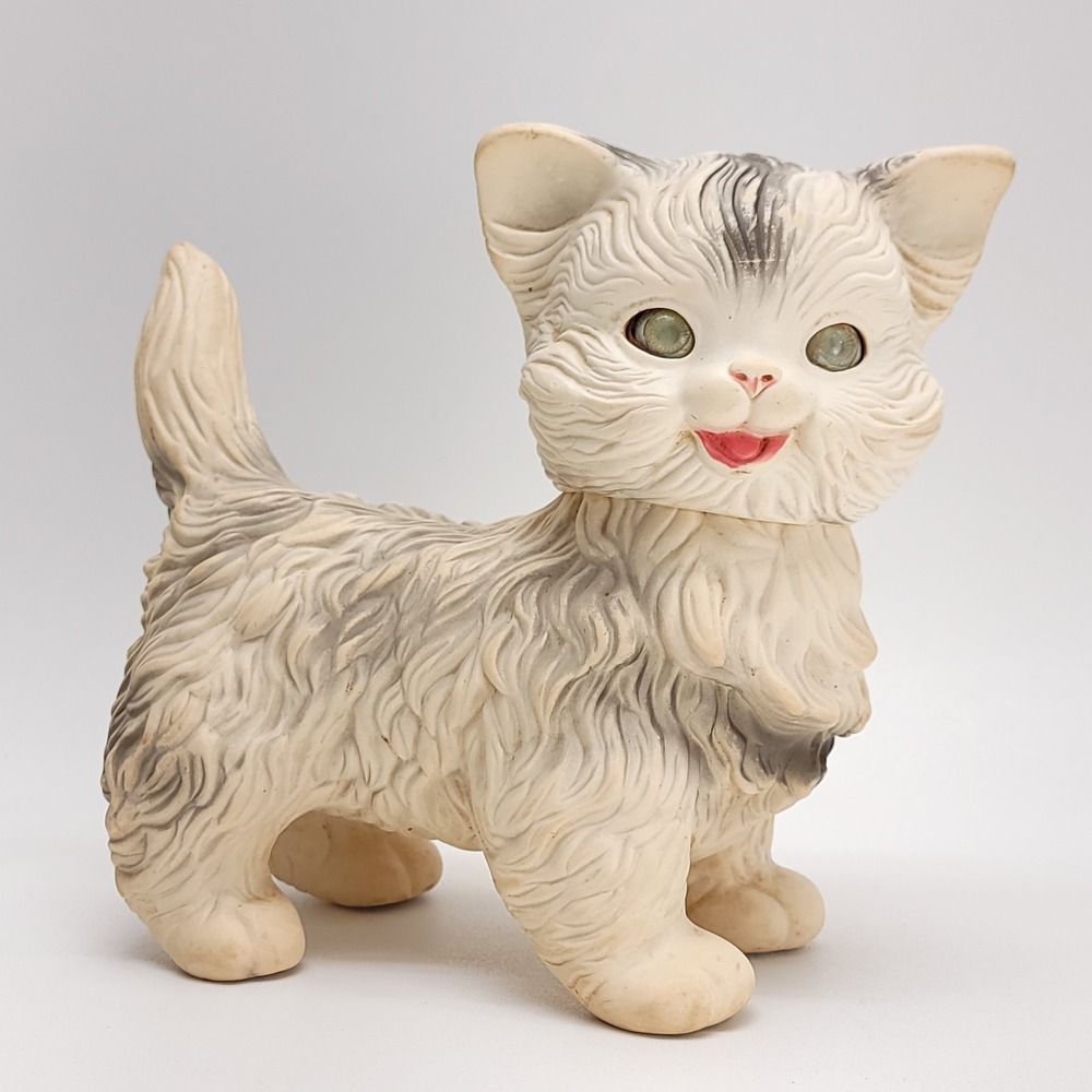 Edward Mobley Squeaky Rubber Toy Cat‎ Sleepy Eyes 1960's Vintage 9"